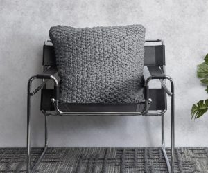 Amity home tatum pillow in frost grey   chunky knit texture