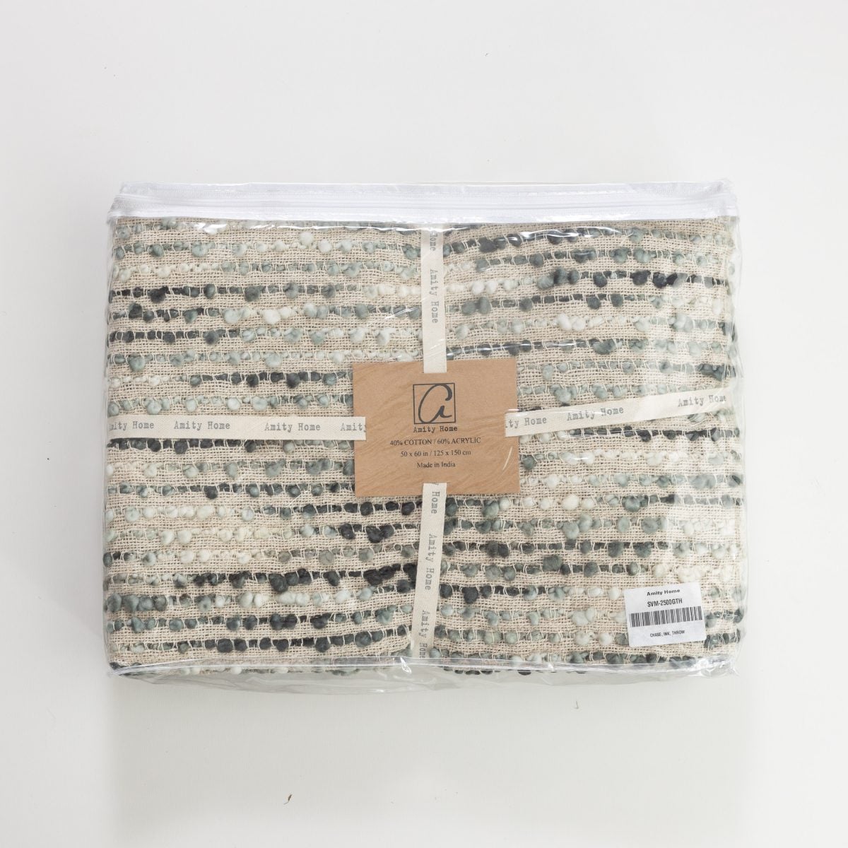 Amity home chase ink throw in ink   multi color boucle texture