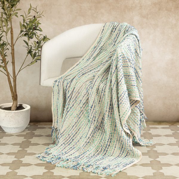 Amity Home Chase Throw in Peacock Blue - Textured Weave