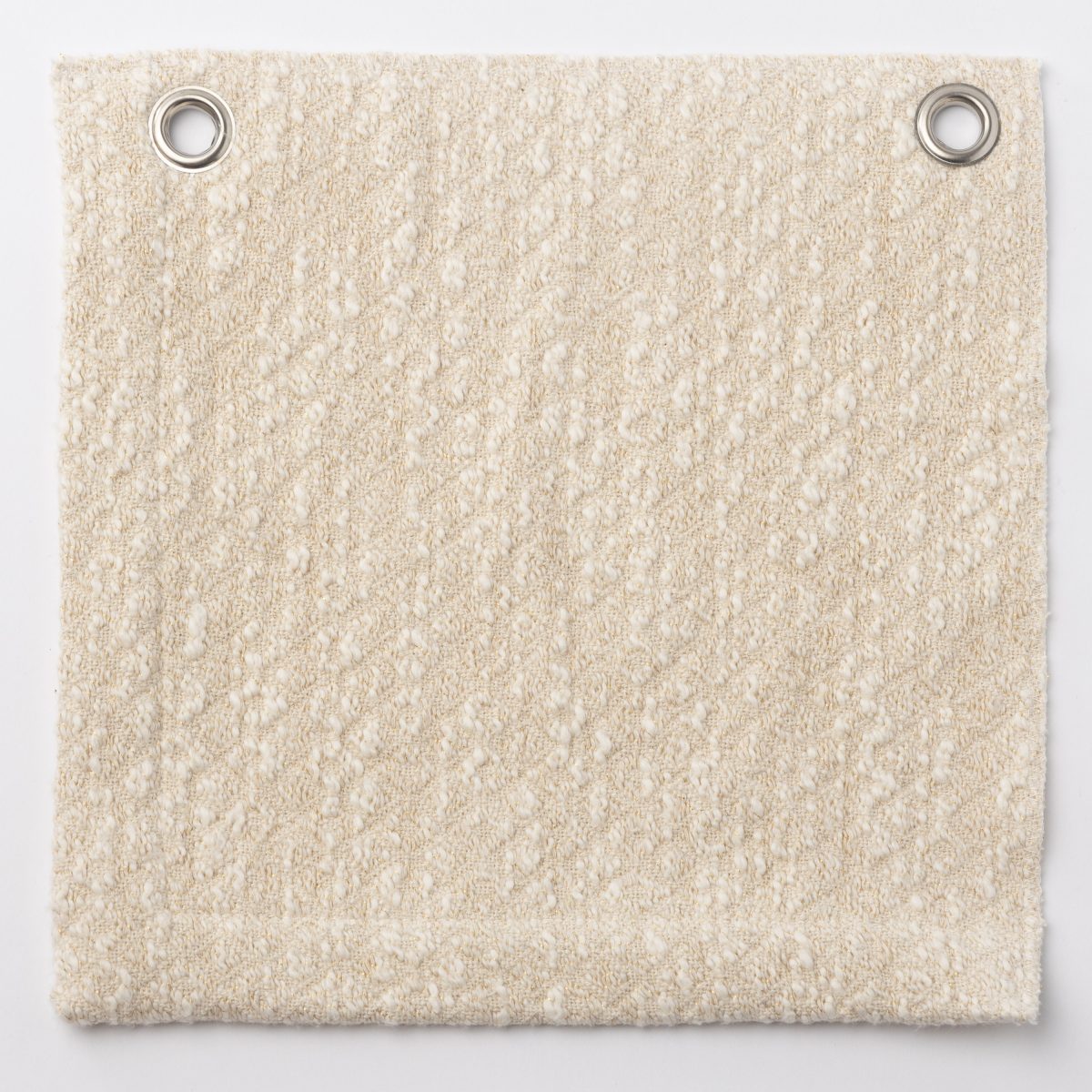 Amity home orlana coverlet swatch in ivory   textured bouclé weave with gold flecks