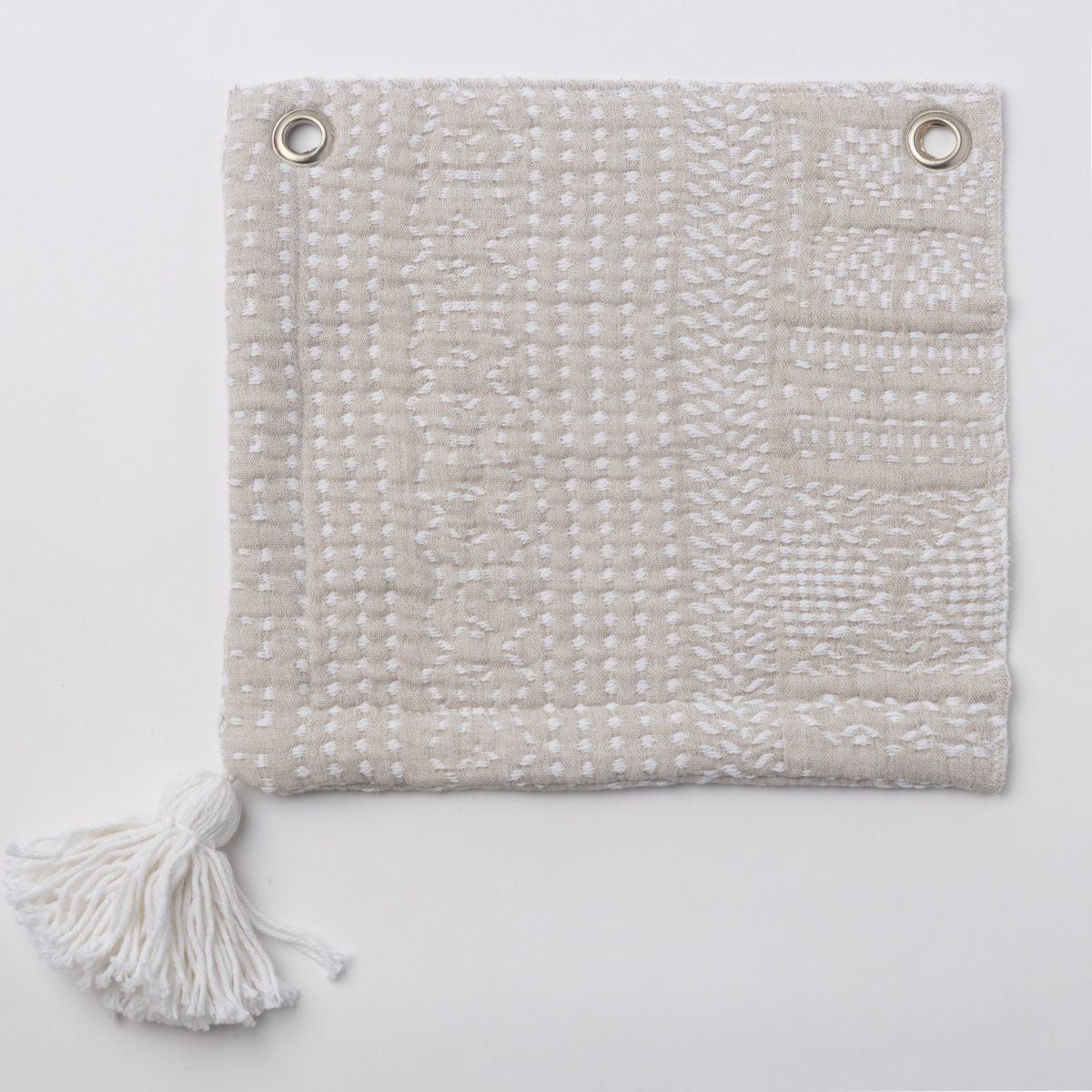 Amity home morse coverlet swatch in taupe   dotted woven texture