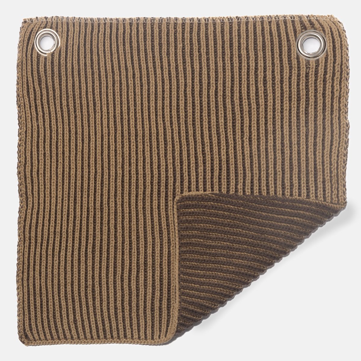 Amity home amory coverlet swatch in tobacco   reversible ribbed knit