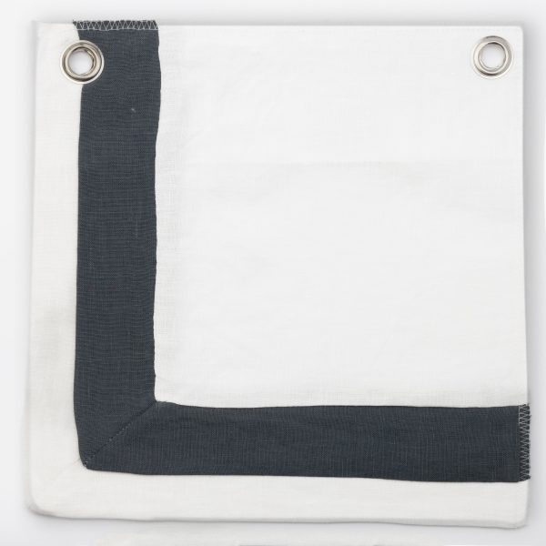 Amity Home Orfeo Duvet Swatch in Ivory/Steel Blue - Two-Tone Border Design