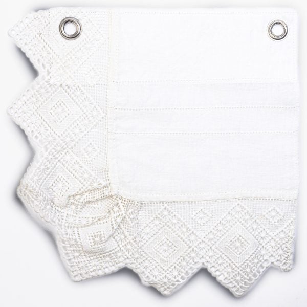 Amity home camilla duvet cover swatch in ivory   delicate lace  ladder stitch