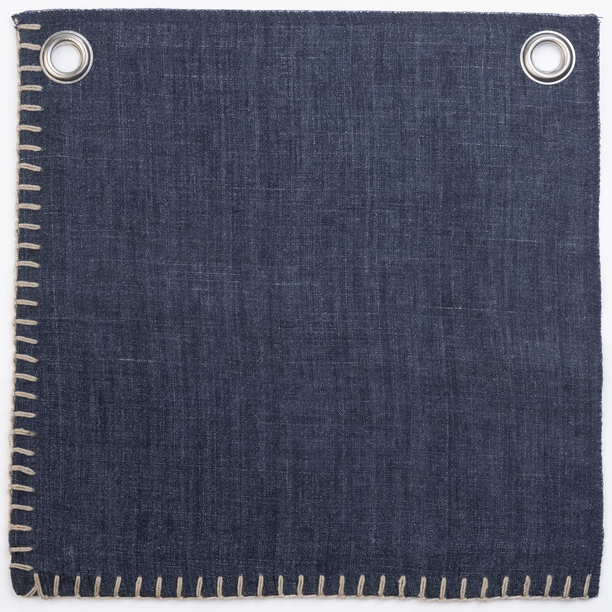 Amity home bryce duvet cover swatch in indigo   blanket stitch edge