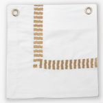 Amity home savona duvet cover swatch in white with carmel embroidery   striped border