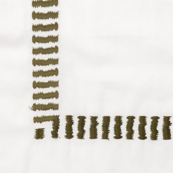 Amity Home Savona Duvet Cover Swatch in Laurel - Embroidered Stripe Border