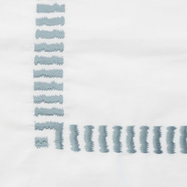 Amity Home Savona Duvet Cover Swatch in Limestone - Linear Embroidered Border