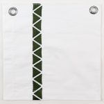 Amity home turin duvet swatch in white with kale stripe   geometric embroidery