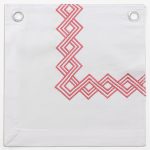 Amity home amalfi duvet cover swatch in coralwhite   embroidered geometric pattern