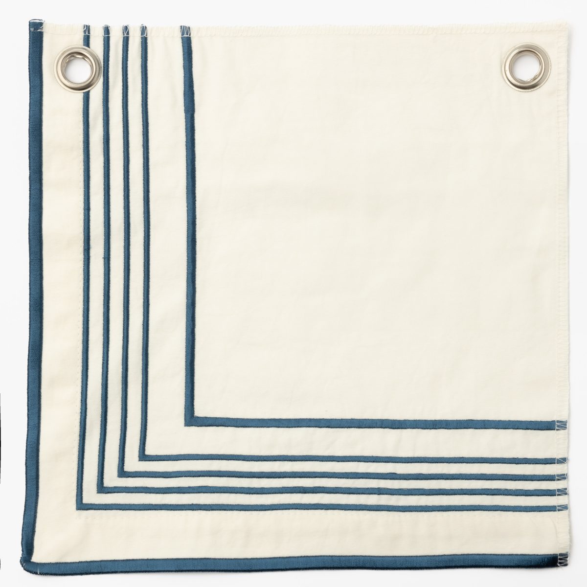 Amity home nell duvet swatch in creamadriatic blue   embroidered concentric border