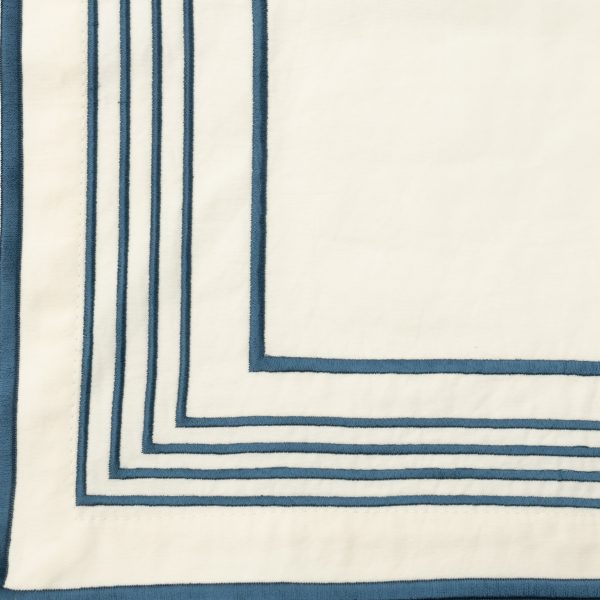 Amity Home Nell Duvet Swatch in Adriatic Blue - Embroidered Triple Border