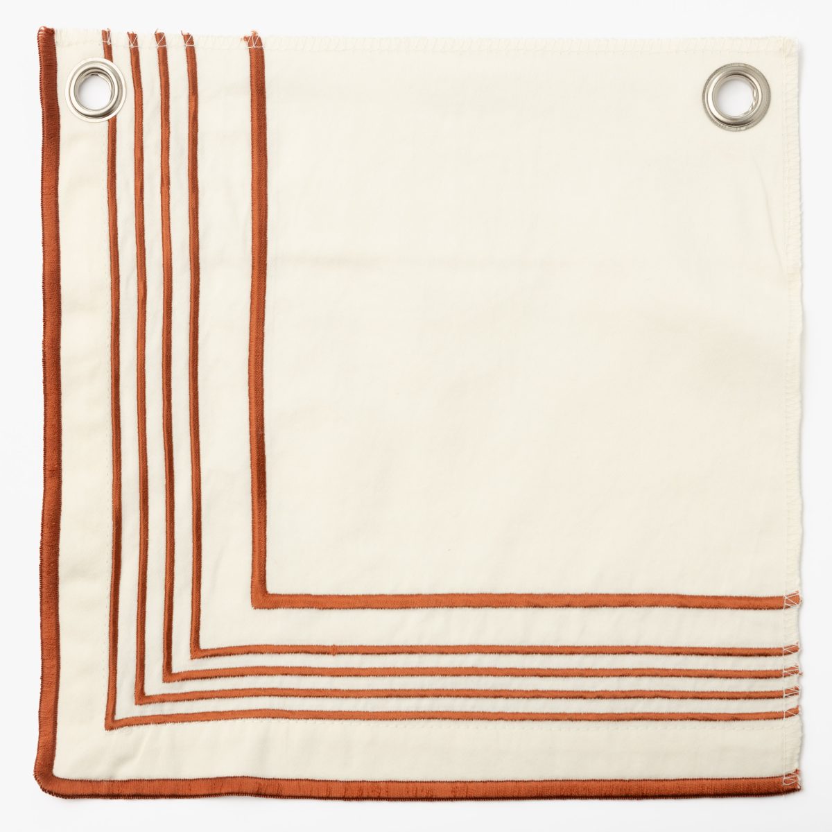 Amity home nell duvet swatch in brick   geometric embroidered border