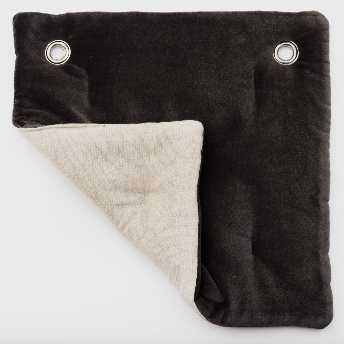 Amity home roan quilt swatch in charcoal   plush velvet  natural linen