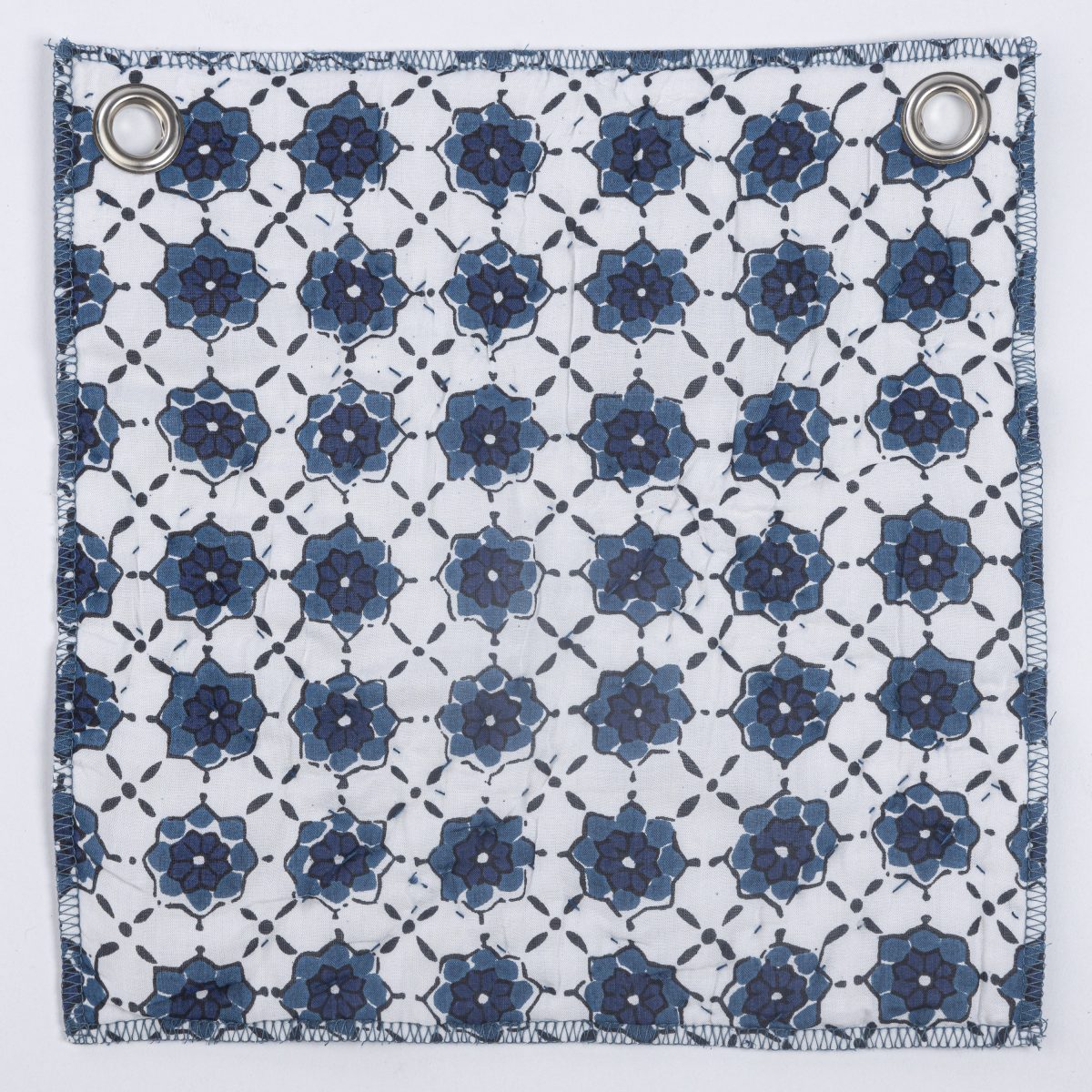 Amity home luna quilt swatch in indigo   block print floral pattern