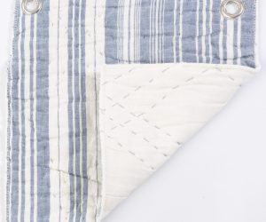 Amity home aiden quilt swatch in blue   striped quilted fabric