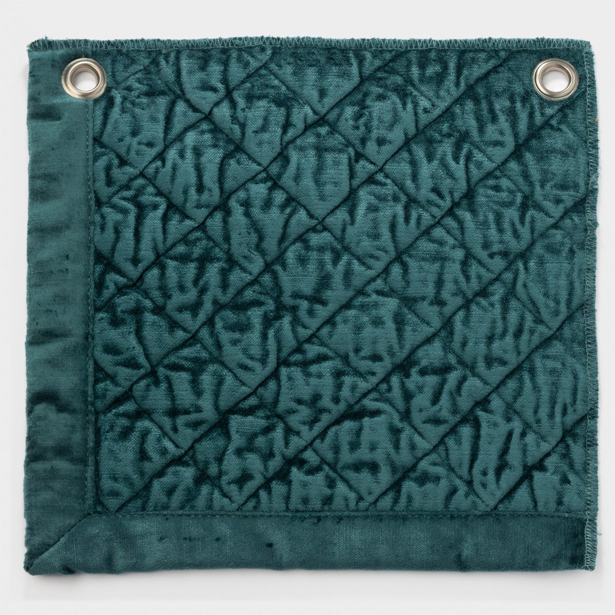 Amity home simona quilt swatch in peacock   diamond quilted velvet