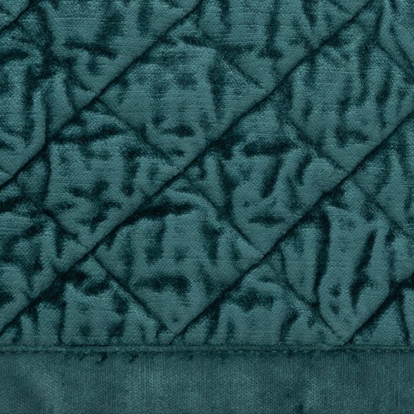 Amity Home Simona Quilt Swatch in Peacock - Diamond Quilted Velvet Texture