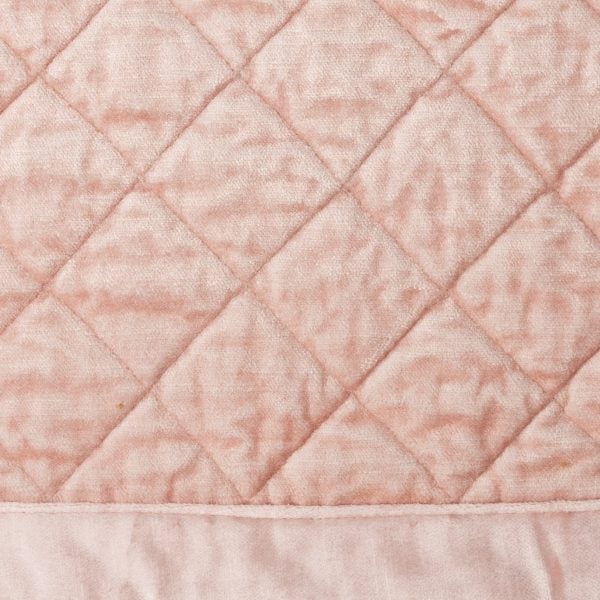 Amity Home Simona Quilt Swatch in Petal Pink - Diamond Quilted Velvet Texture