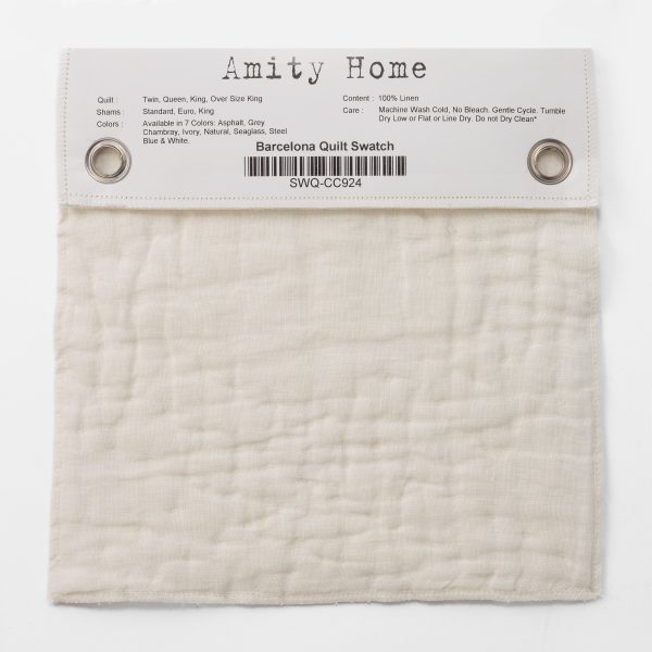 Amity Home Barcelona Quilt Swatch in Natural - 100% Linen Fabric