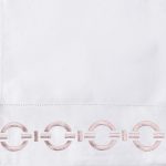Amity home bellagio sheet swatch in petal pink   embroidered chain pattern