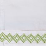 Amity home amalfi sheet swatch in green   geometric embroidered border