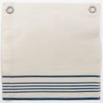 Amity home nell sheet swatch in adriatic   cream fabric with horizontal blue stripes