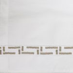 Amity home ellis sheet set swatch in mushroom   embroidered greek key pattern