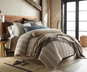 Amity home shiloh duvet cover in muted tones   geometric dash pattern