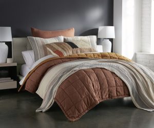 Amity home spencer  meyer collection twin in earthy tones   quilted  striped