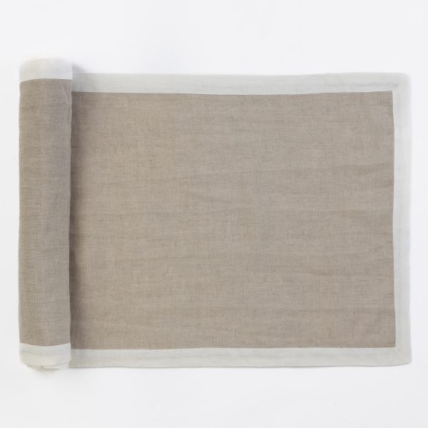 Amity Home Cartwright Linen Table Runner in Ivory - Natural Linen Texture
