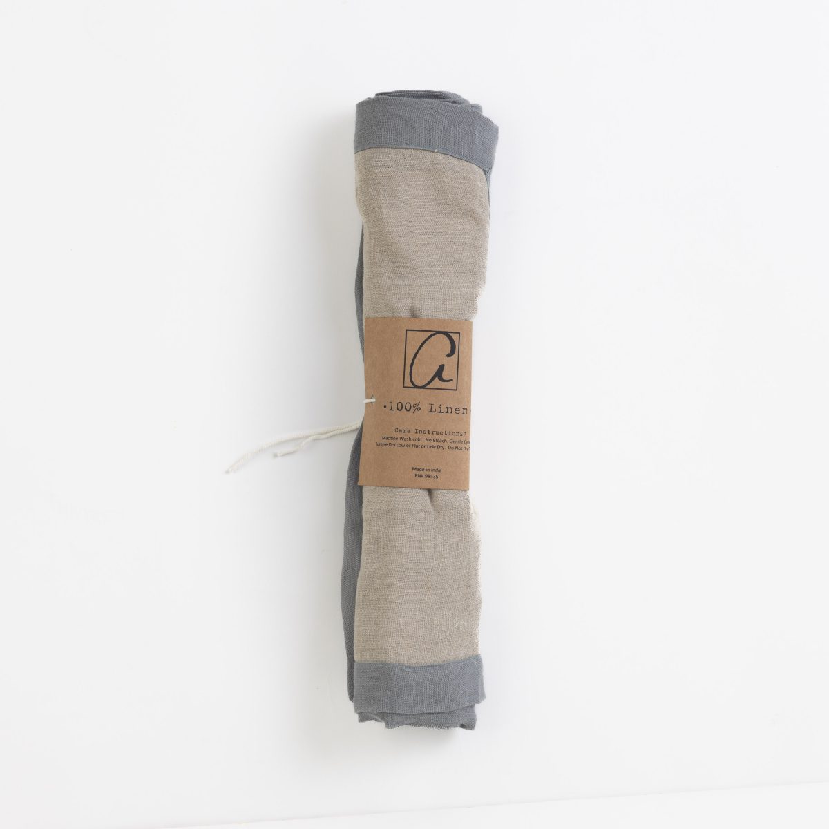 Amity home cartwright linen table runner in neutral grey   two tone linen fabric