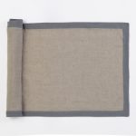 Amity home cartwright linen table runner in neutral grey   two tone linen texture