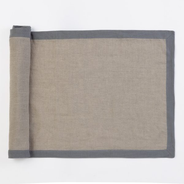 Amity Home Cartwright Linen Table Runner in Neutral Grey - Two-Tone Linen Texture