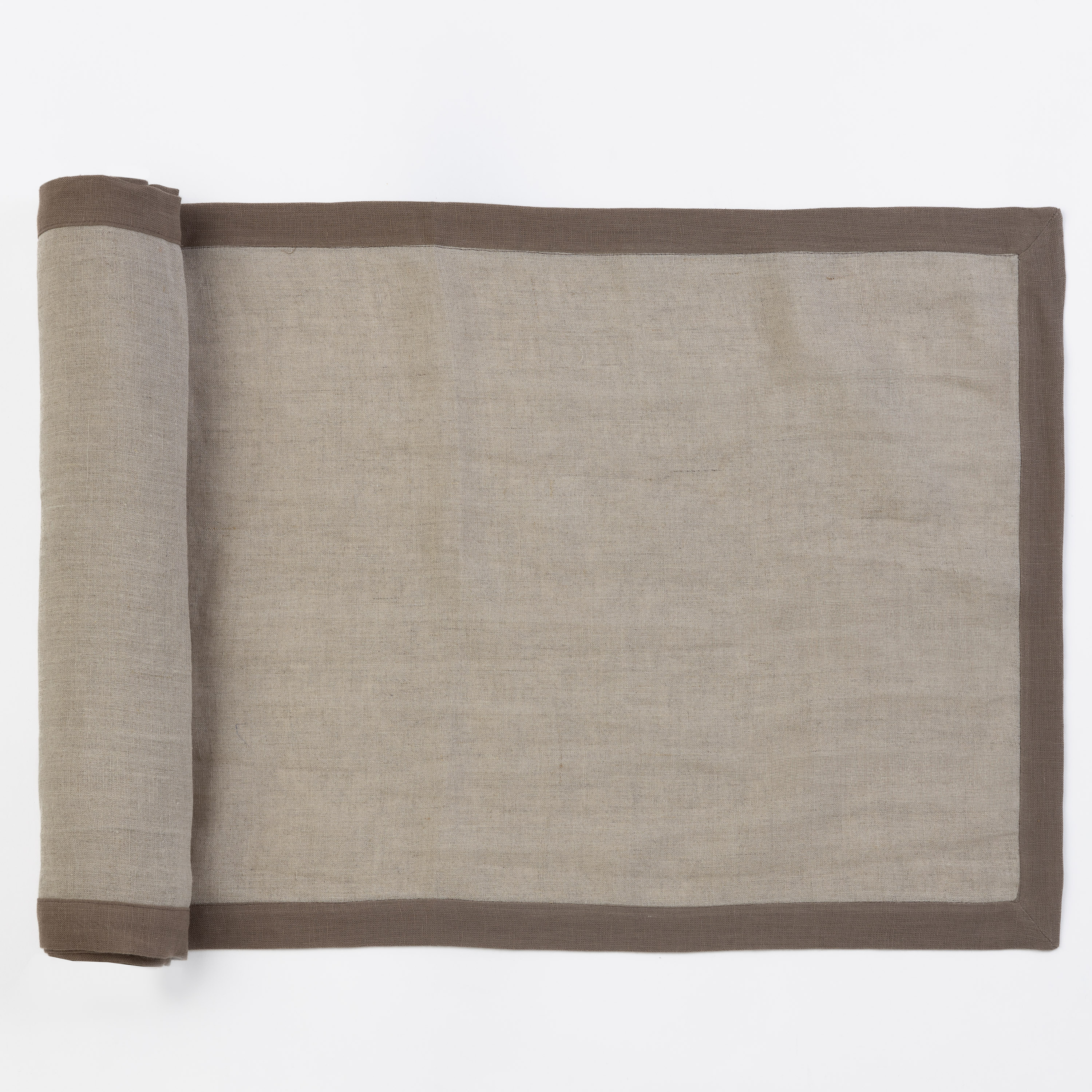 Tr1037wb40 | Amity Home Amity home cartwright linen table runner in walnut brown contrast border