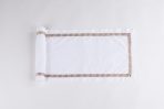 Amity home savona table runner in white with caramel   embroidered border