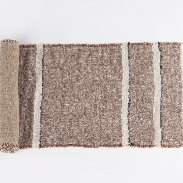 Akin Linen Table Runner, Saddle