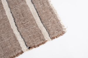 Amity home akin linen table runner in saddle   fringed edges