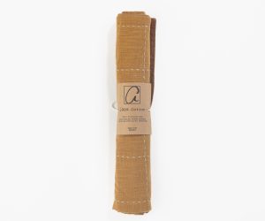 Amity home spencer table runner in ochre   dashed stitch detail