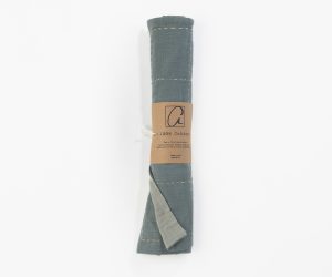 Amity home spencer table runner in mineral   hand stitched cotton texture