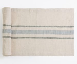 Amity home collins table runner in limestone striped   textured weave
