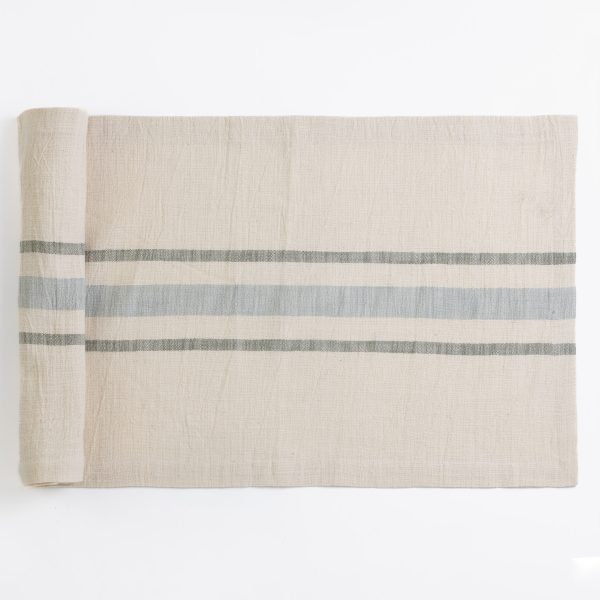 Amity Home Collins Table Runner in Limestone Striped - Textured Weave