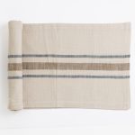 Amity home collins table runner in ochre   classic striped pattern