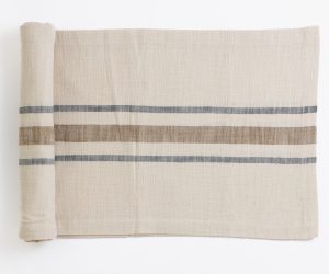 Amity home collins table runner in ochre   classic striped pattern