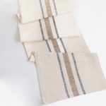 Amity home collins table runner in ochre   striped woven texture
