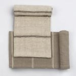 Amity home rhodes linen table runner in pewter   woven texture with vertical stripes