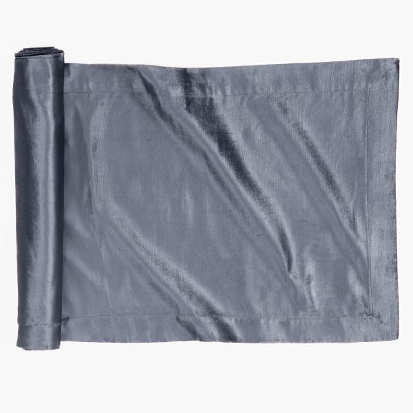 LIA VELVET TABLE RUNNER, STEEL BLUE