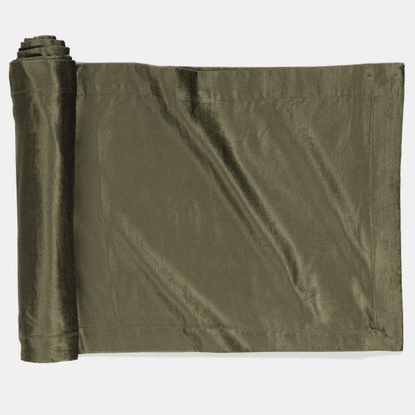 LIA VELVET TABLE RUNNER, CYPRESS