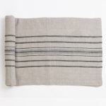 Amity home collins table runner in limestone   horizontal striped linen