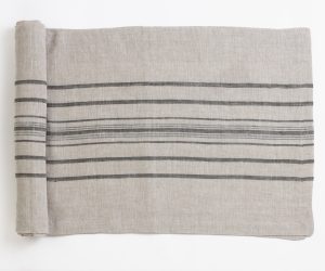 Amity home collins table runner in limestone   horizontal striped linen